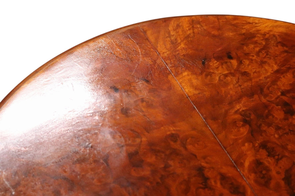 Victorian Burr Walnut Sutherland Table 19th Century Antique Drop Leaf Table