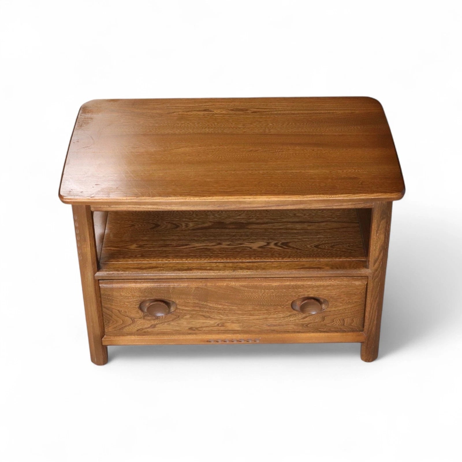 Vintage Ercol 'Golden Dawn' Drop Flap Corner TV Stand Media Cabinet