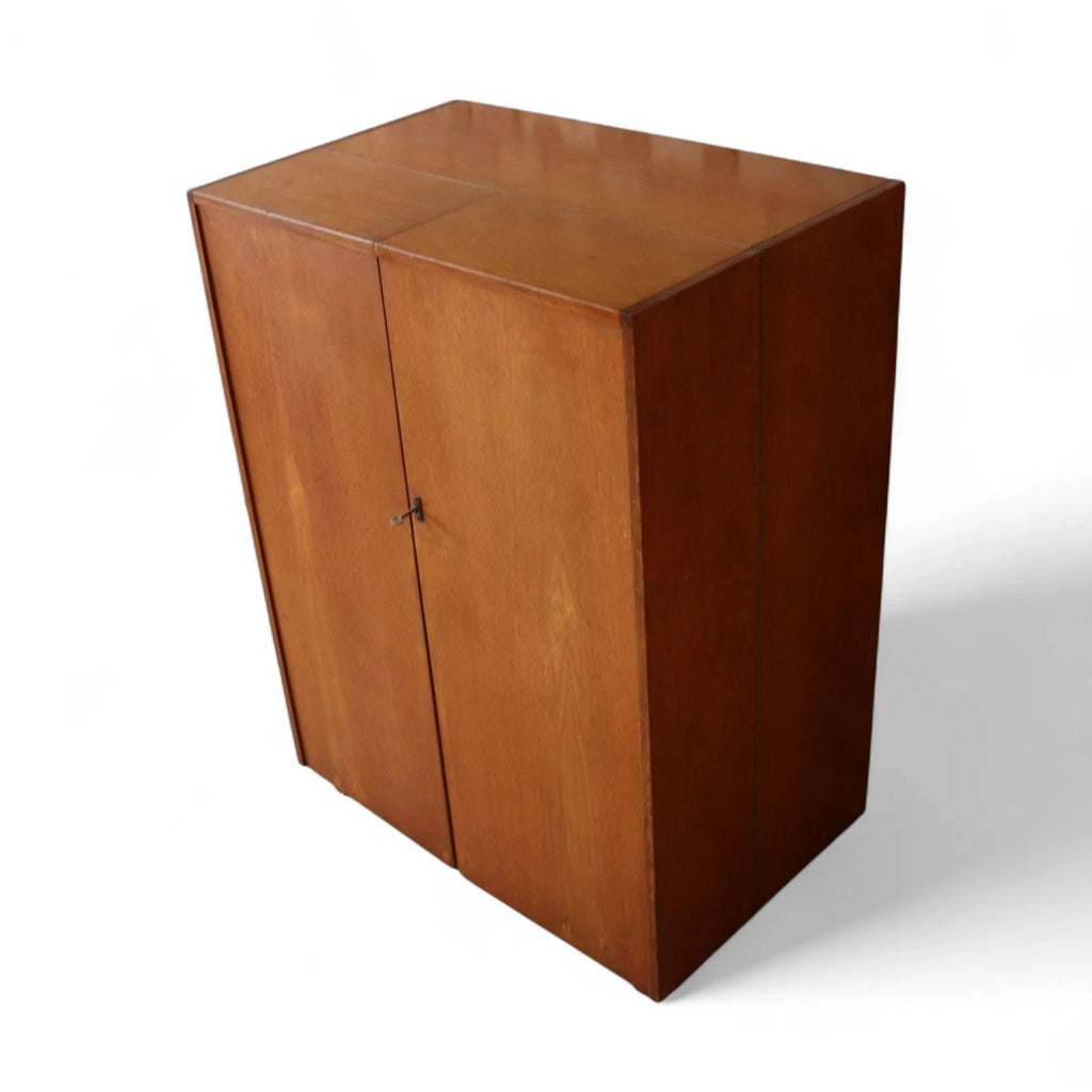 Mid Century Teak Newcraft Home Office Magic Box Style Foldaway Desk Cabinet