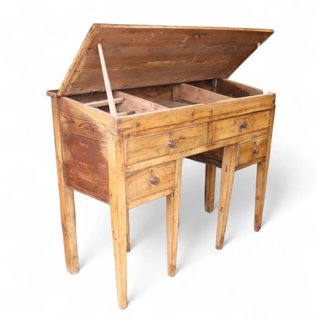 Victorian Antique Pine Clerks Desk Sloped Top Standing Desk