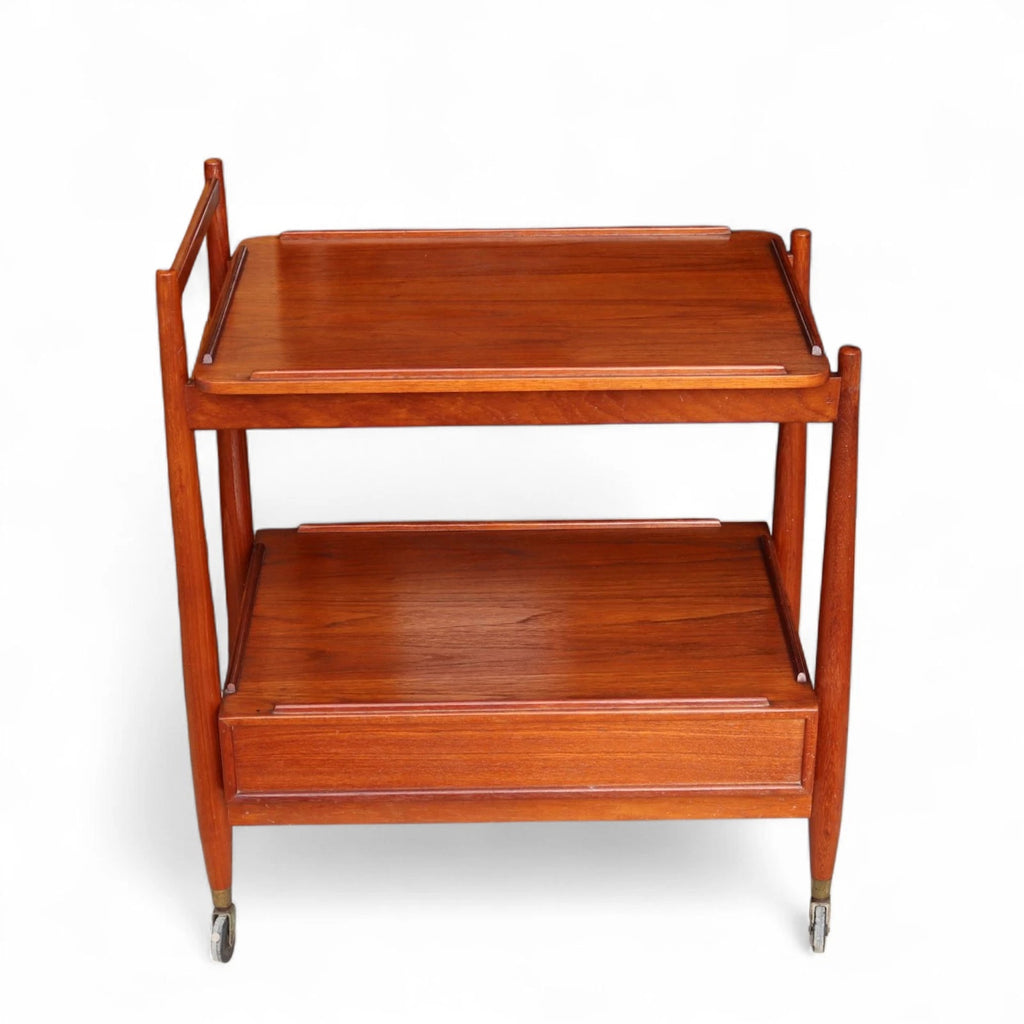 Mid Century White & Newton Teak 2 Tier Serving/Cocktail Trolley