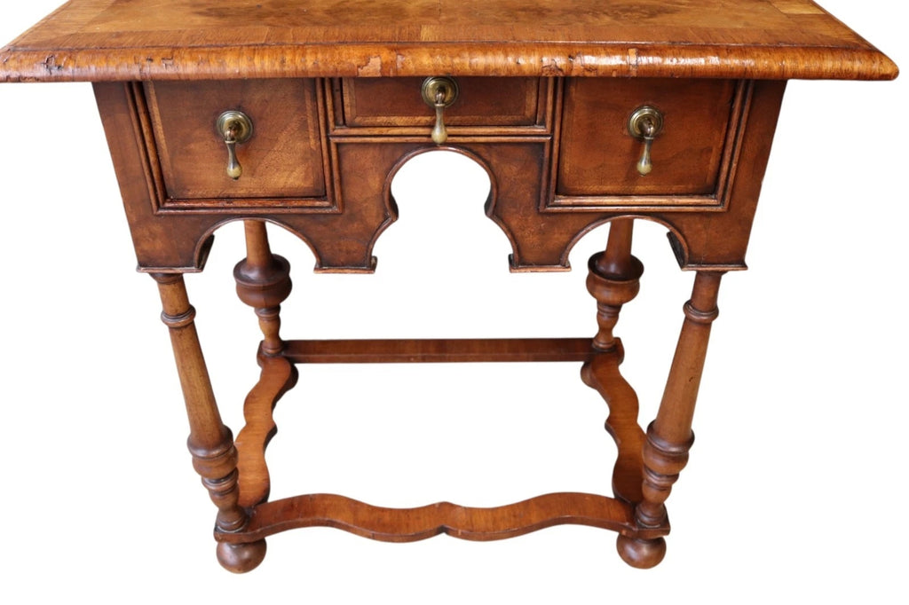 Early 20th Century Antique Burr Walnut William & Mary Style Lowboy Hall Table