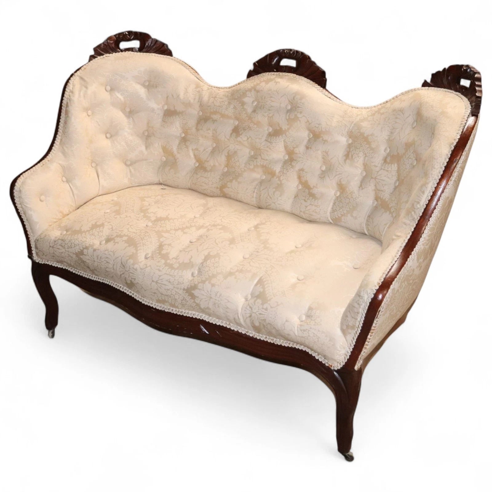 Victorian Rosewood Double Ended Small Sofa Antique Settee