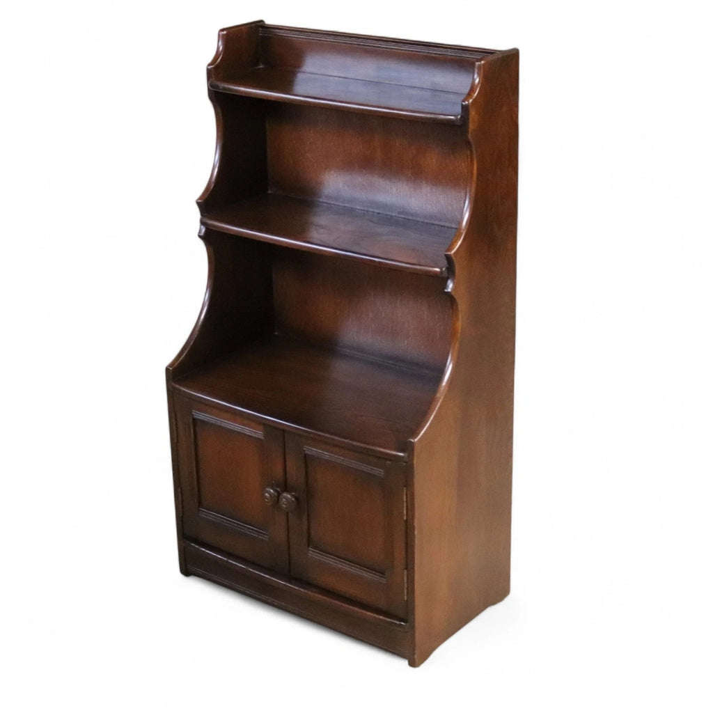 Vintage Ercol Elm Waterfall Open Bookcase - Blue Label