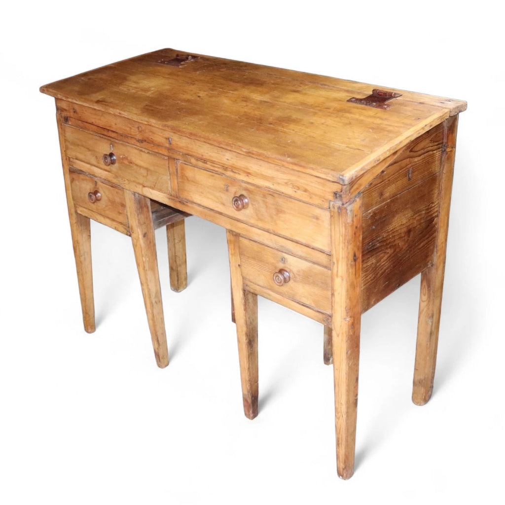 Victorian Antique Pine Clerks Desk Sloped Top Standing Desk