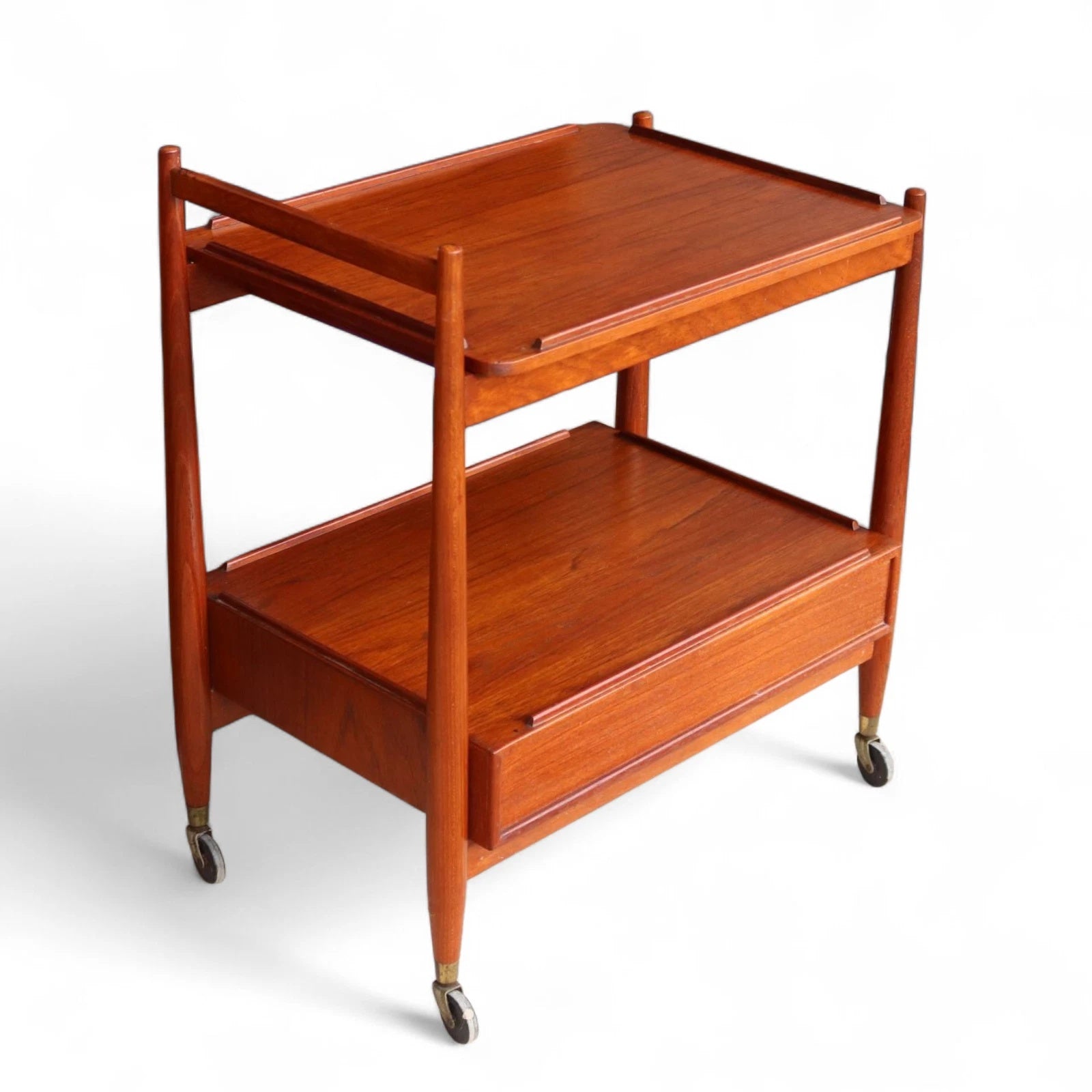 Mid Century White & Newton Teak 2 Tier Serving/Cocktail Trolley