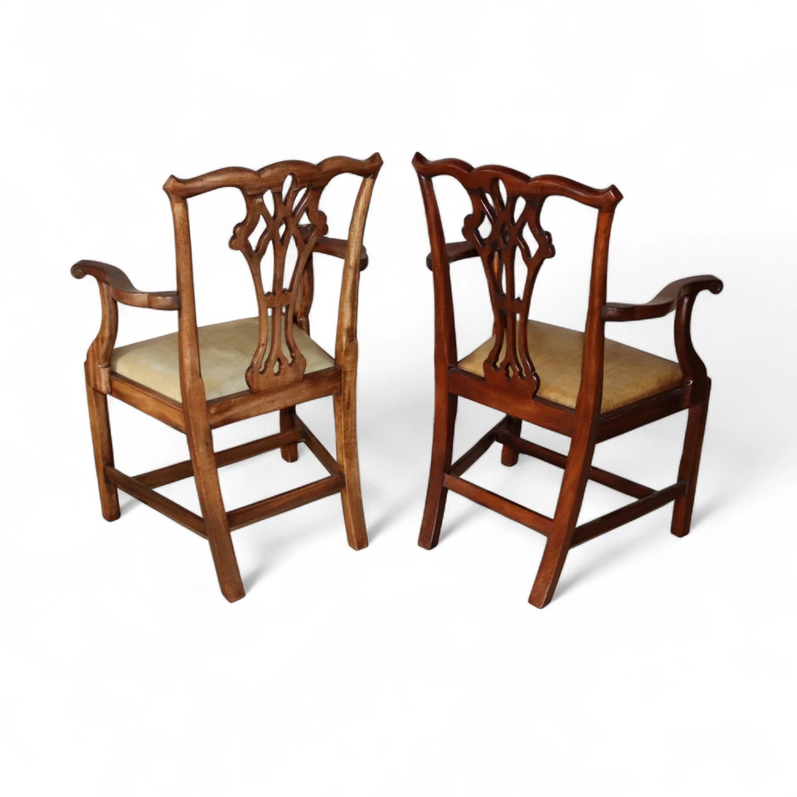Set of 6 Chippendale Style Mahogany Leather Seat Dining Chairs