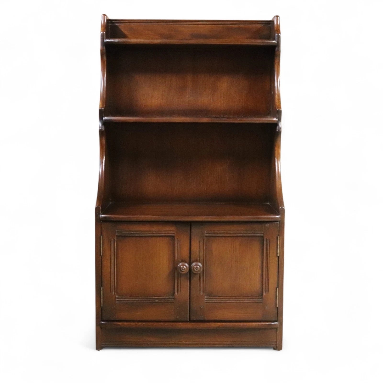 Vintage Ercol Elm Waterfall Open Bookcase - Blue Label