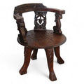 Antique Victorian Carved Oak Green Man Captians Swivel Office Chair