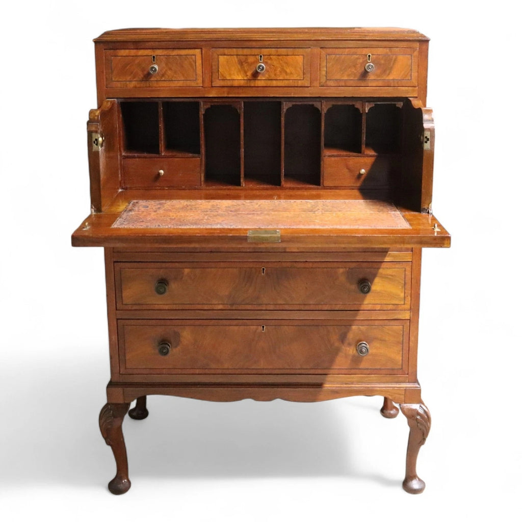 19thC Walnut Secretaire Chest George II Style Bureau Desk Antique Drawers