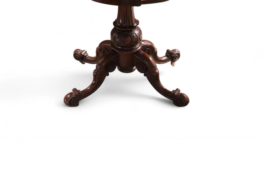 Victorian Antique Rosewood Card Table 19thC Fold Over Swivel Games Table