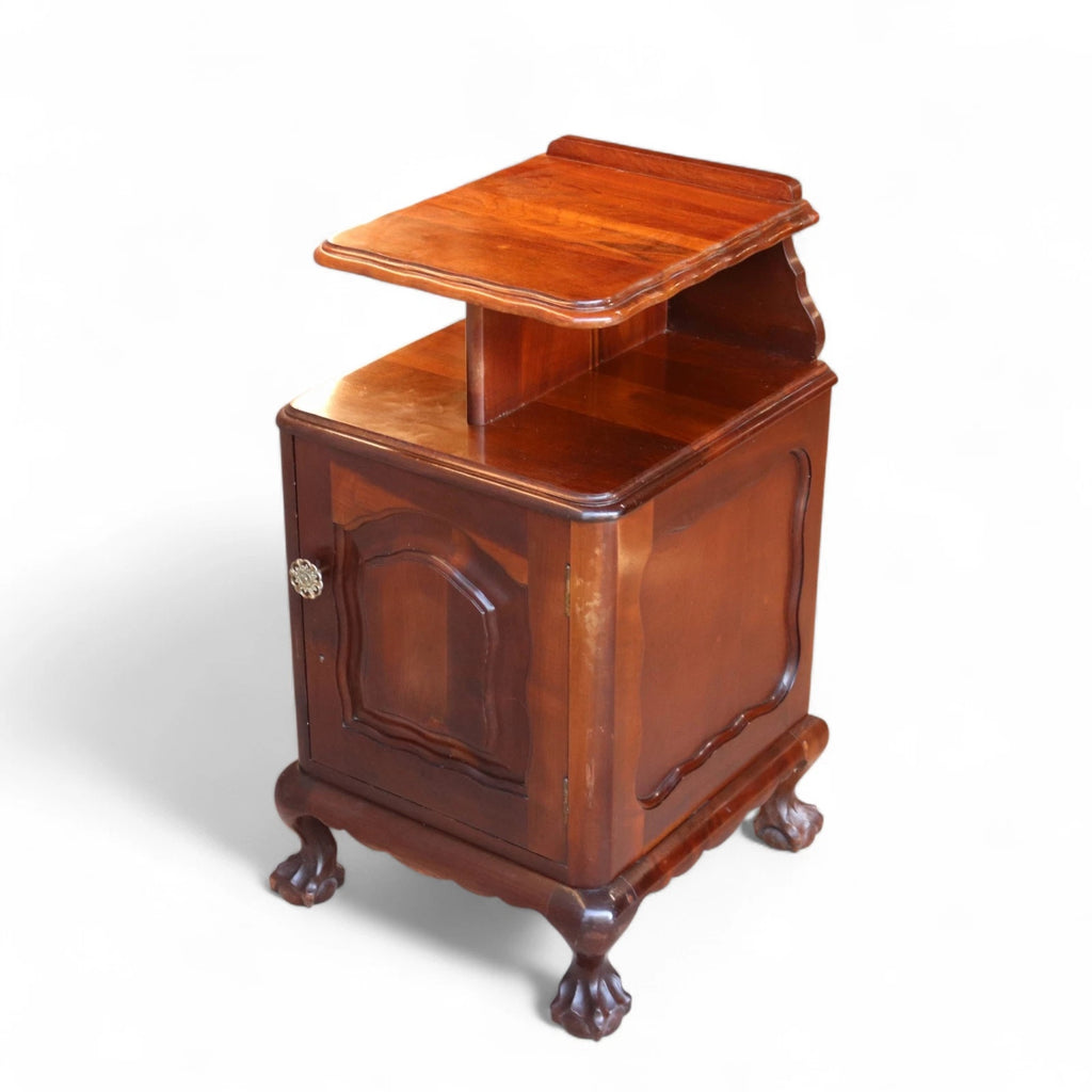 Vintage Reproduction Georgian Style Imbuia Bedside Table / Cabinet Nightstand