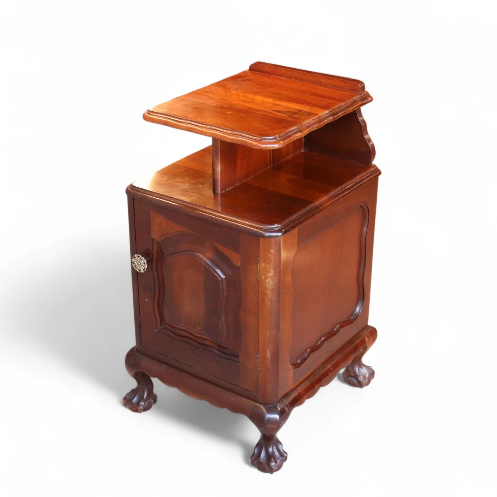 Vintage Reproduction Georgian Style Imbuia Bedside Table / Cabinet Nightstand