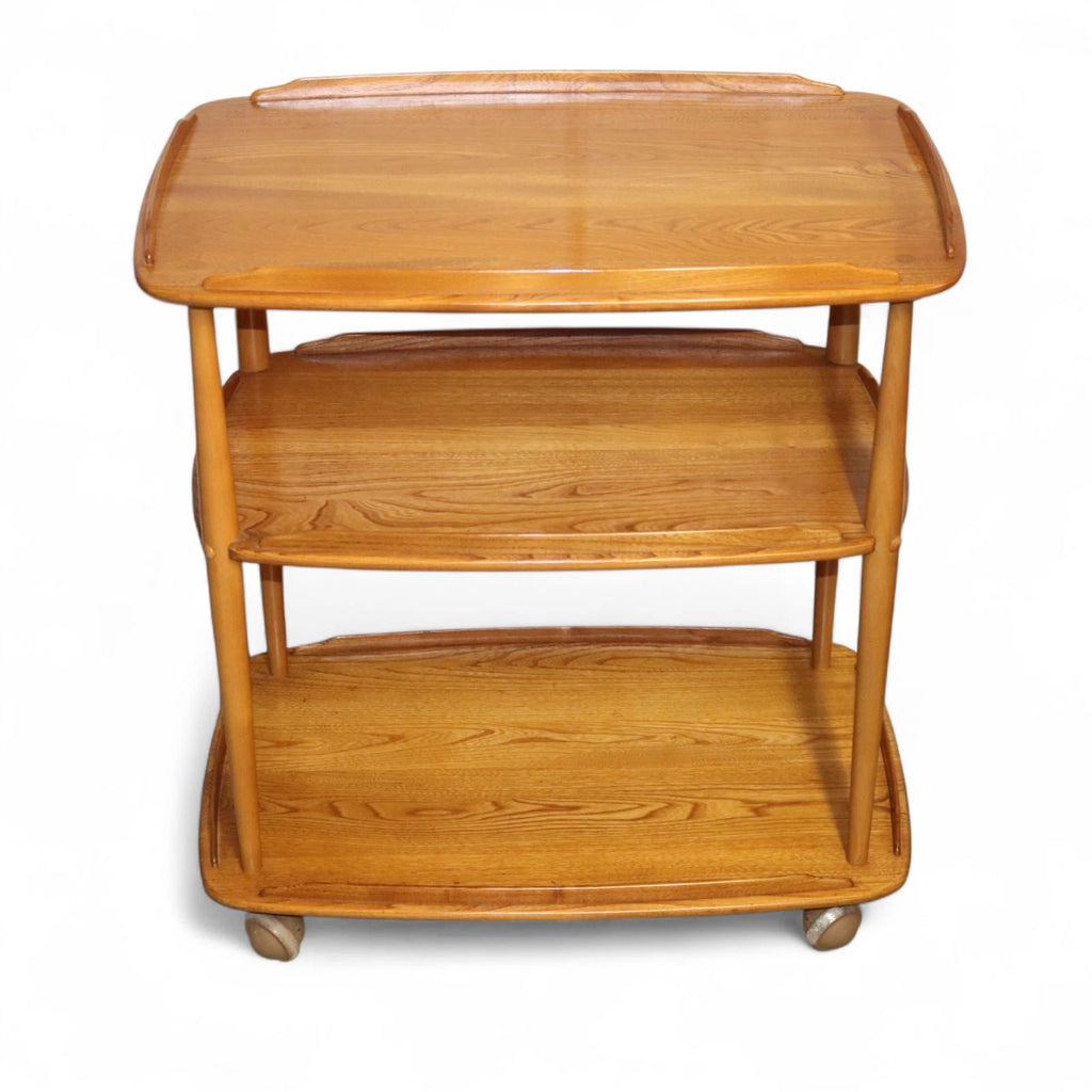 Vintage Ercol Elm & Beech Drinks Trolley 3 Tier Tea / Serving Trolley