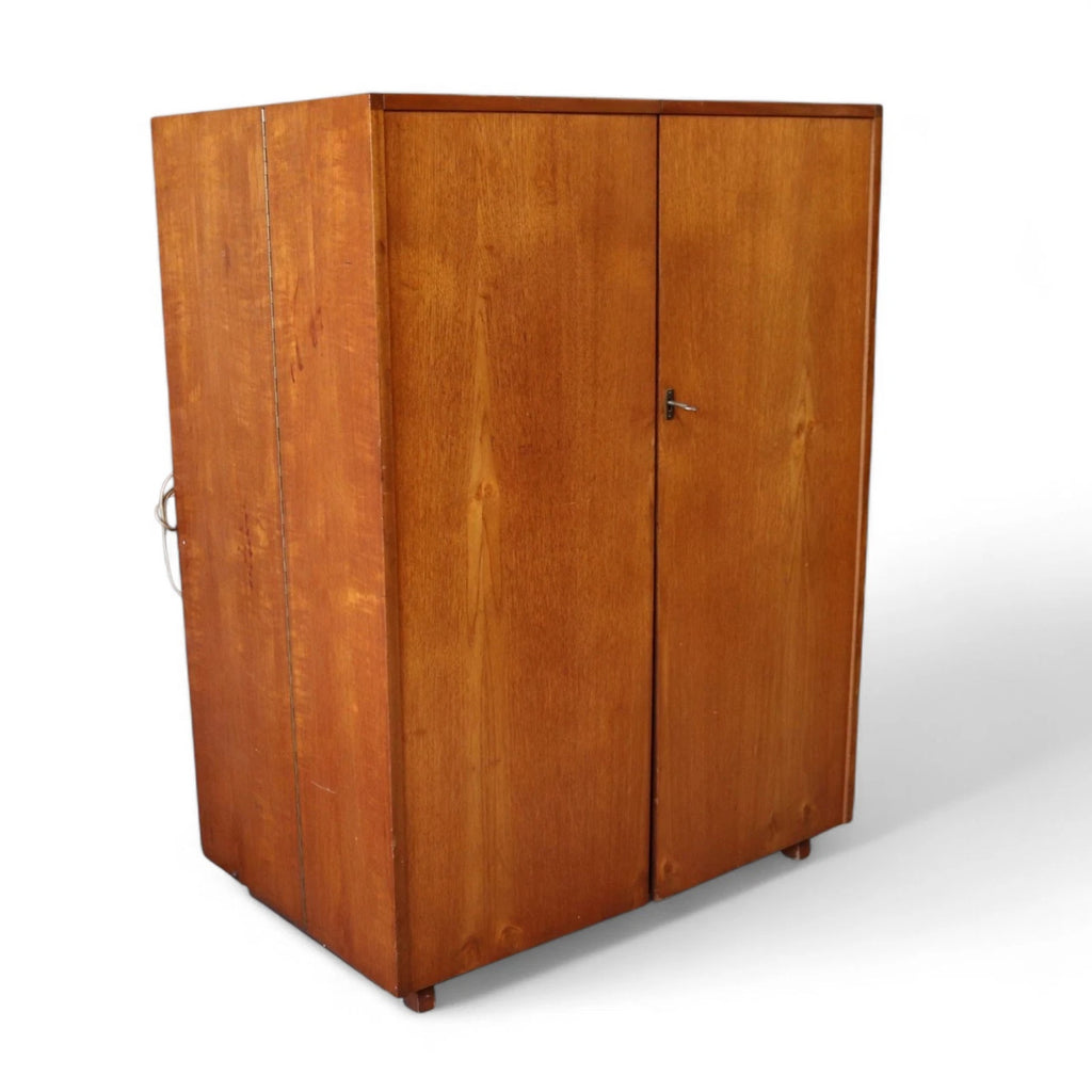 Mid Century Teak Newcraft Home Office Magic Box Style Foldaway Desk Cabinet