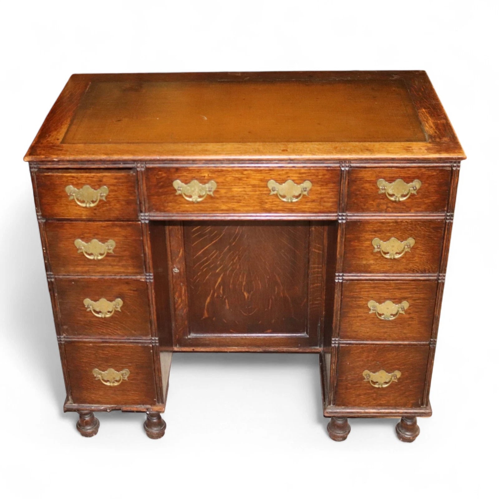 Antique George III Style Oak Small Knee Hole Writing Desk