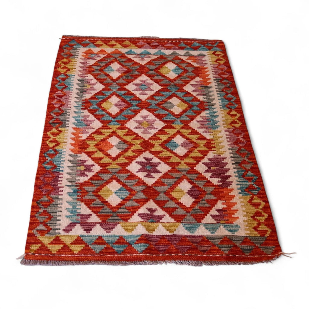 Vintage Afghan Chobi Kilim - Hand-Spun Wool Tribal Rug