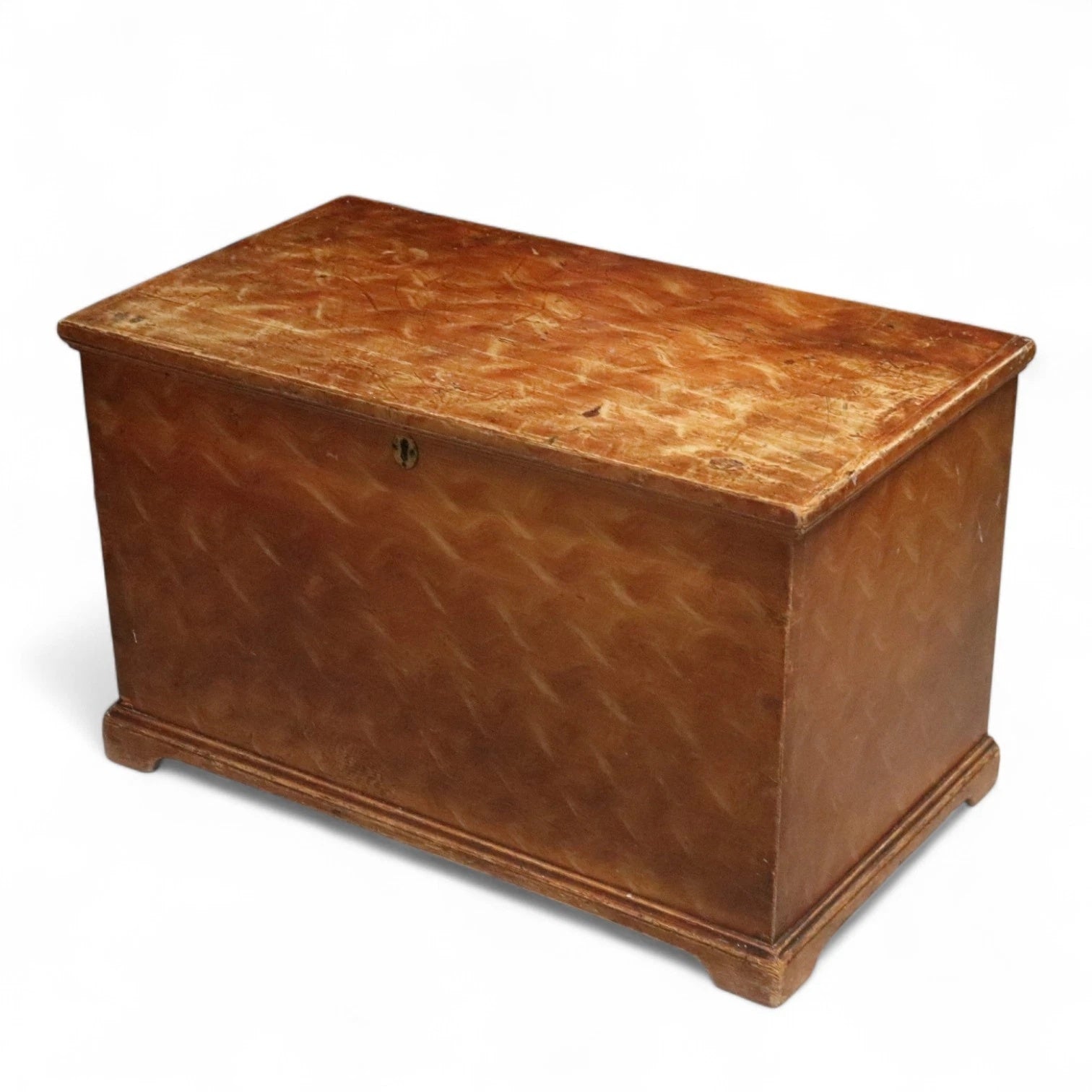 Antique Scumbled Pine Blanket Box - Early 20th Century Grain Painted Chest