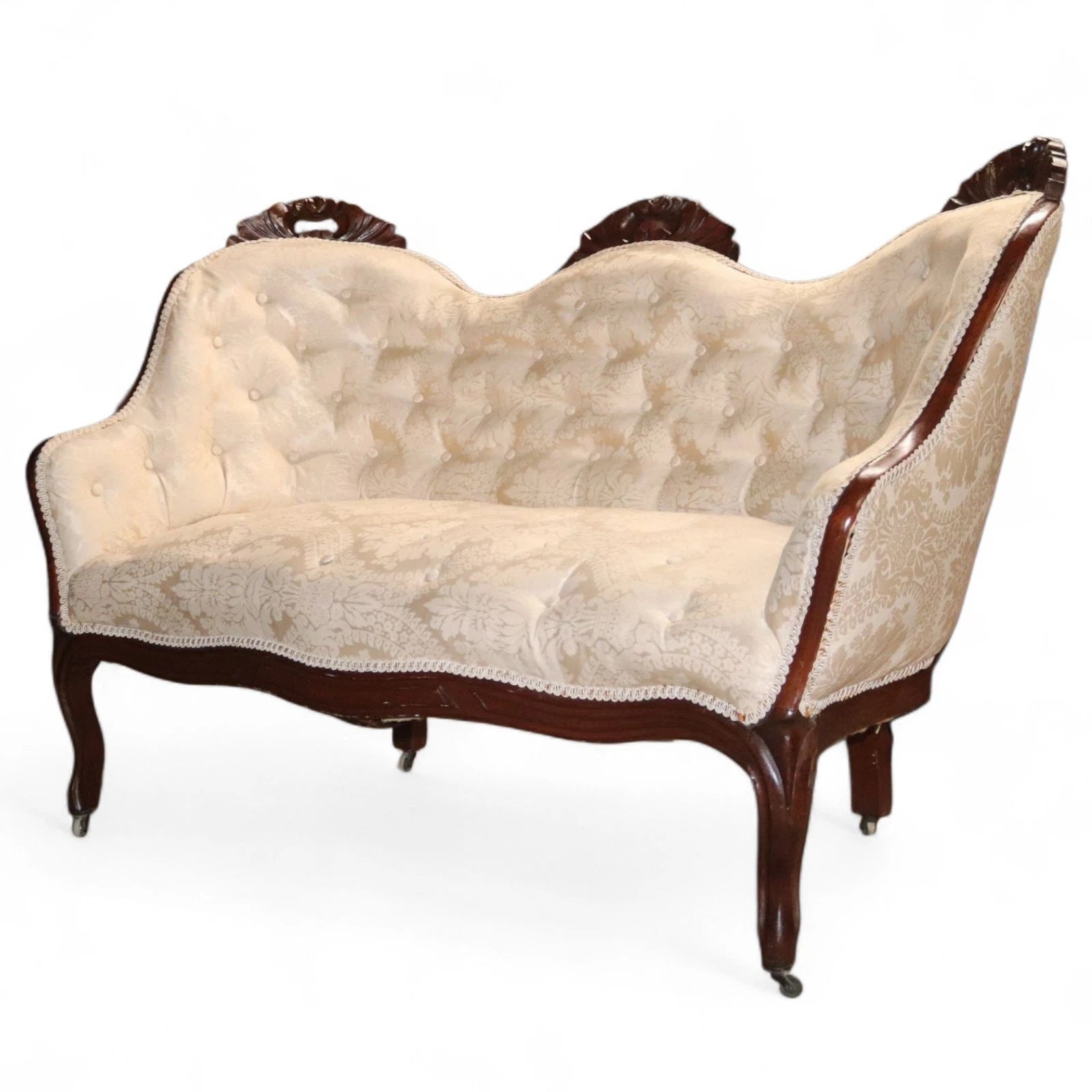 Victorian Rosewood Double Ended Small Sofa Antique Settee