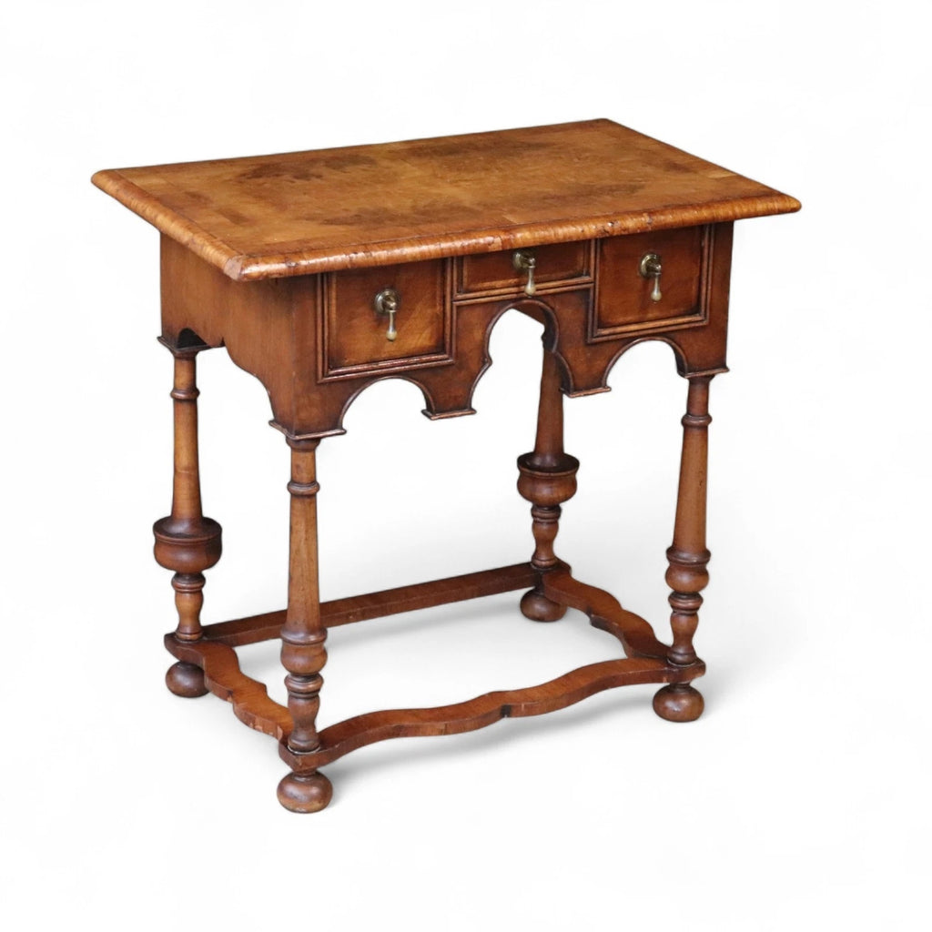 Early 20th Century Antique Burr Walnut William & Mary Style Lowboy Hall Table