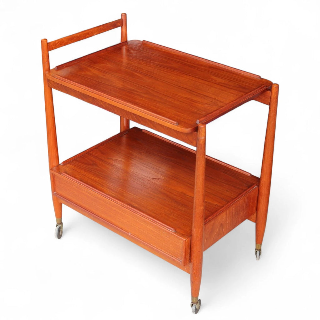 Mid Century White & Newton Teak 2 Tier Serving/Cocktail Trolley