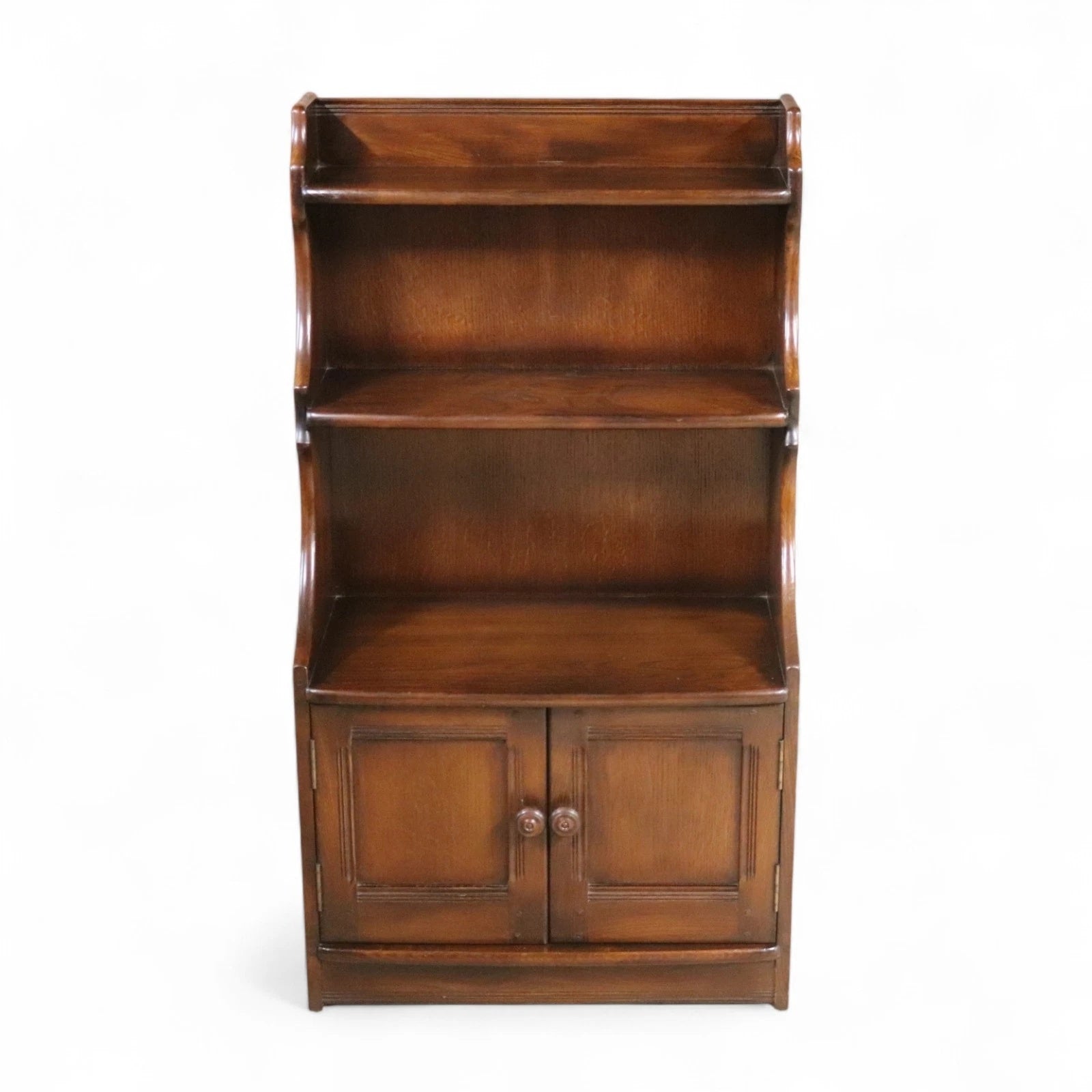 Vintage Ercol Elm Waterfall Open Bookcase - Blue Label