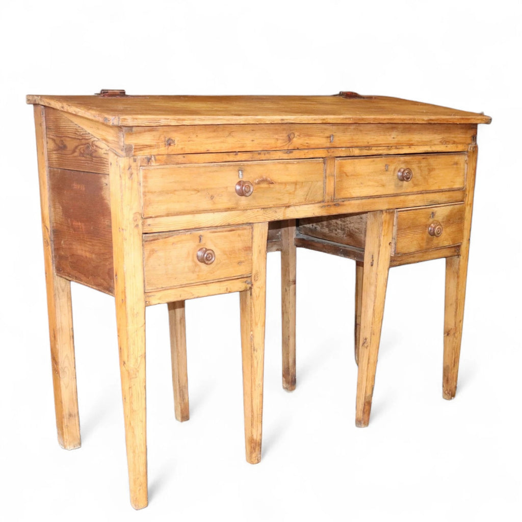 Victorian Antique Pine Clerks Desk Sloped Top Standing Desk