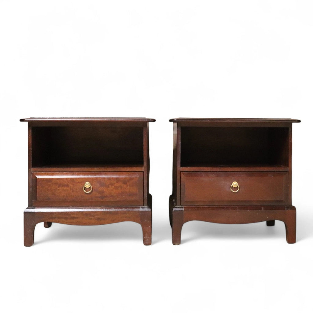 Vintage Pair Of Stag Minstrel Bedside Cabinets / Tables