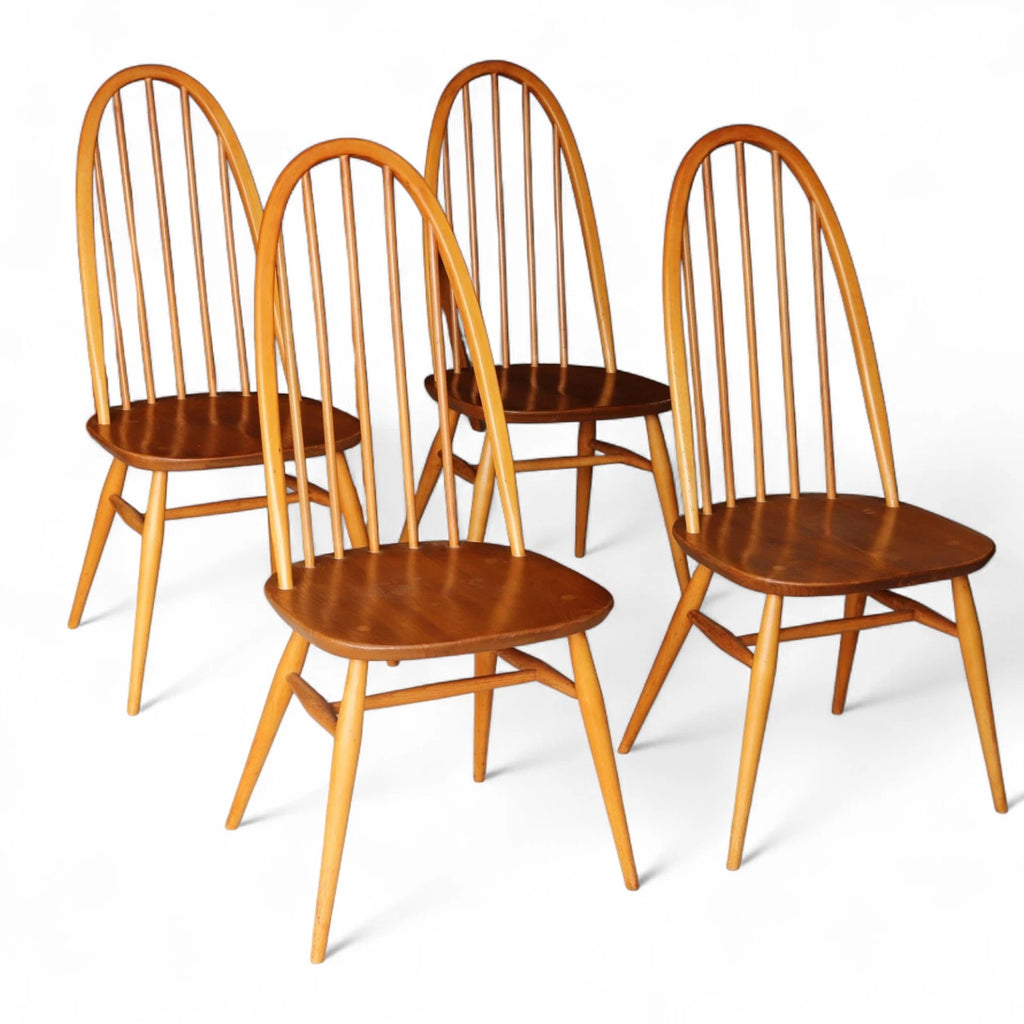Vintage set of 4 Ercol Blonde Quaker Dining Chairs