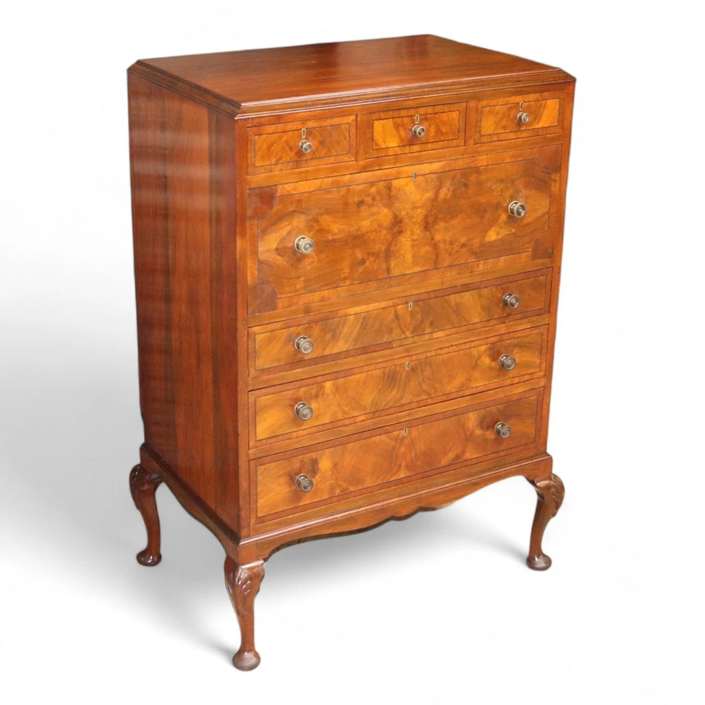 19thC Walnut Secretaire Chest George II Style Bureau Desk Antique Drawers