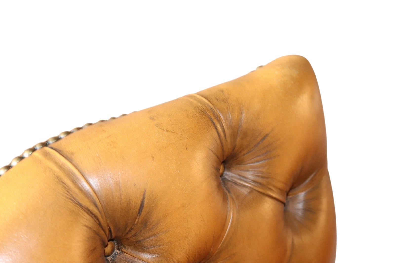 Vintage Tan Leather Gainsborough Georgian Style Chesterfield Chair / Armchair