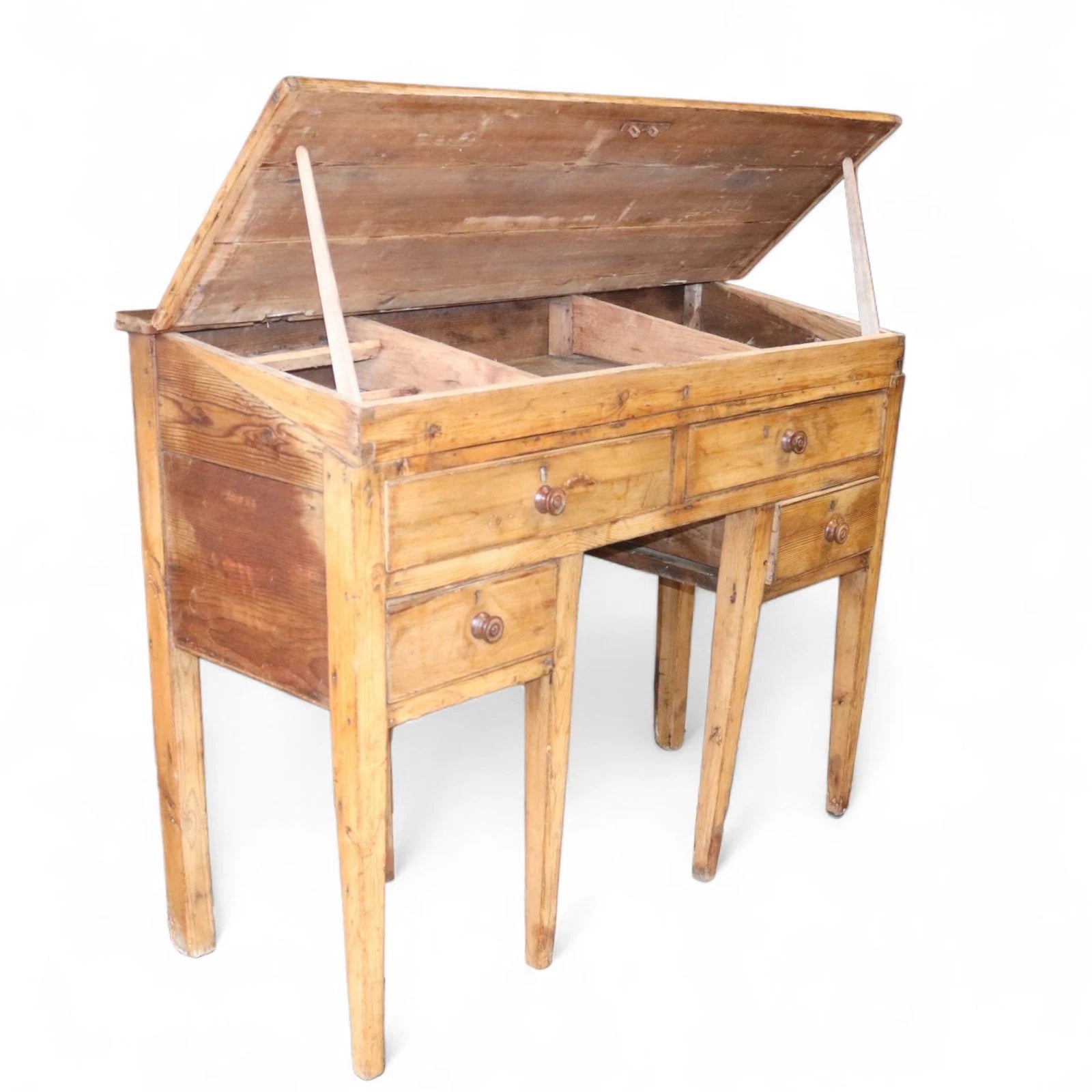 Victorian Antique Pine Clerks Desk Sloped Top Standing Desk
