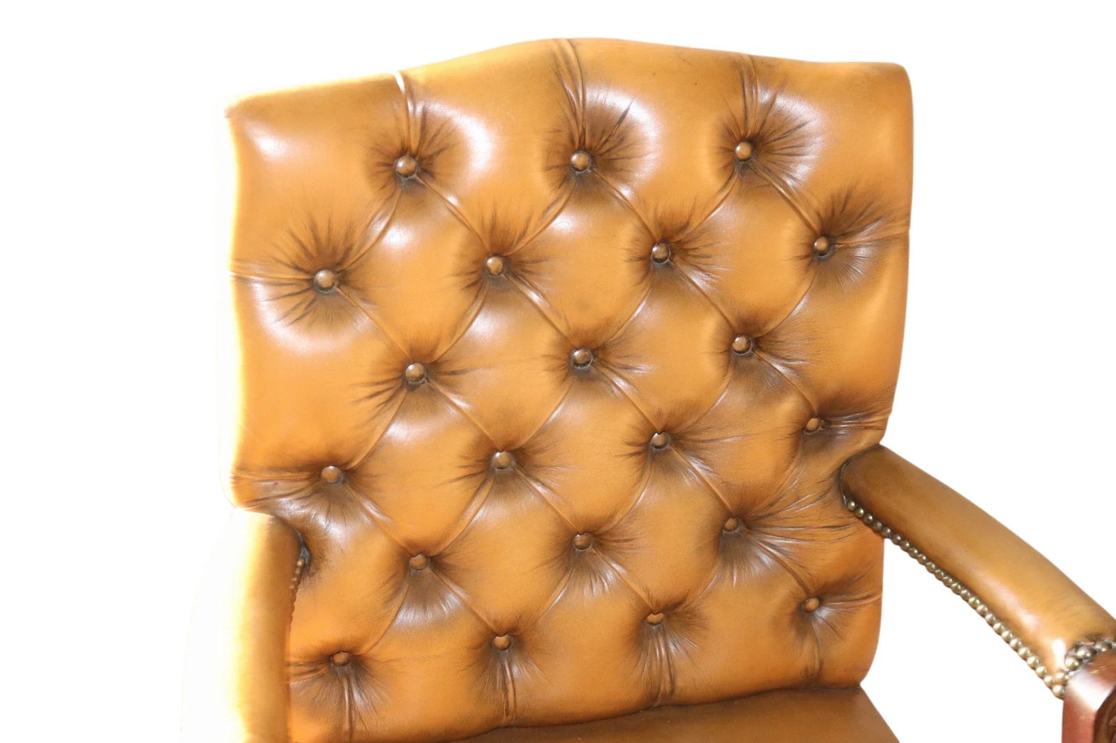 Vintage Tan Leather Gainsborough Georgian Style Chesterfield Chair / Armchair