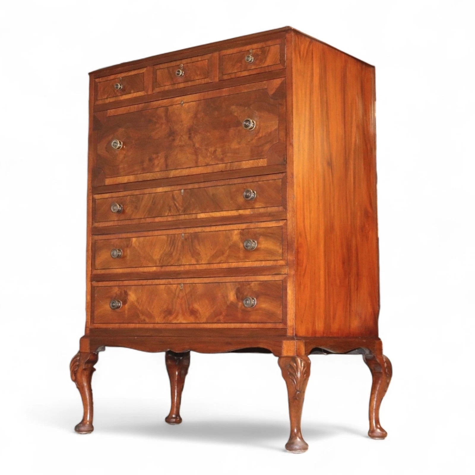 19thC Walnut Secretaire Chest George II Style Bureau Desk Antique Drawers
