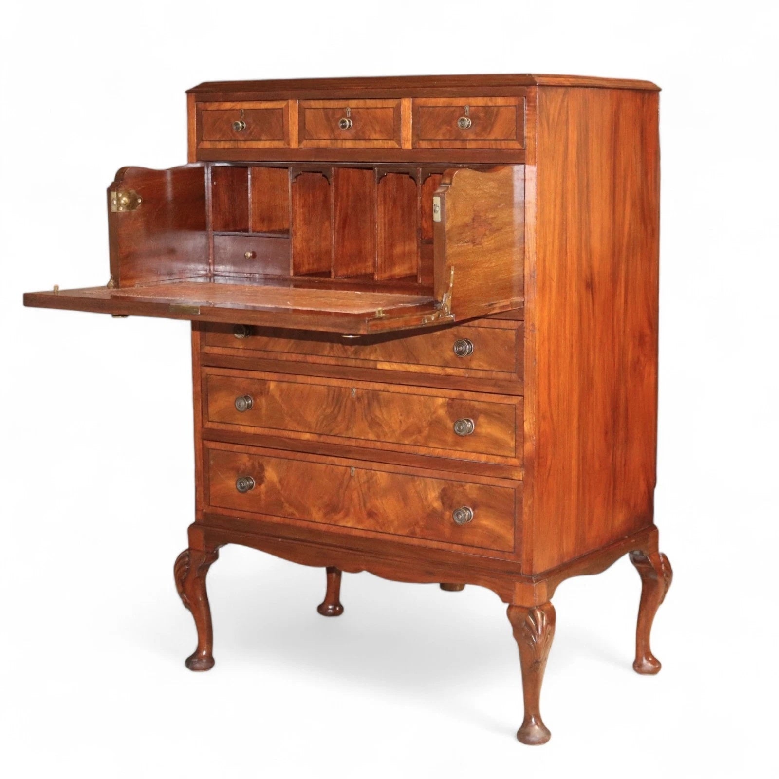 19thC Walnut Secretaire Chest George II Style Bureau Desk Antique Drawers
