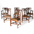Set of 6 Chippendale Style Mahogany Leather Seat Dining Chairs