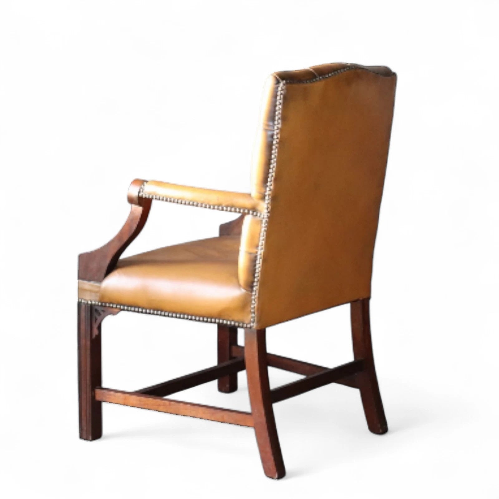 Vintage Tan Leather Gainsborough Georgian Style Chesterfield Chair / Armchair