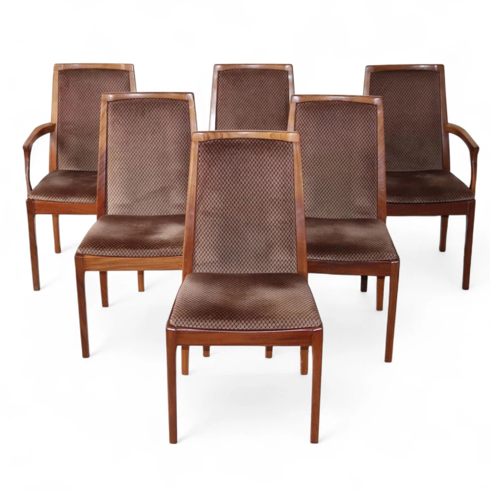 Set of 6 Mid Century Nathan Teak Dining Chairs - Including 2 carvers