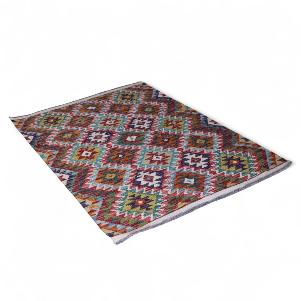 Vintage Chobi Kilim Geometric multi coloured Rug