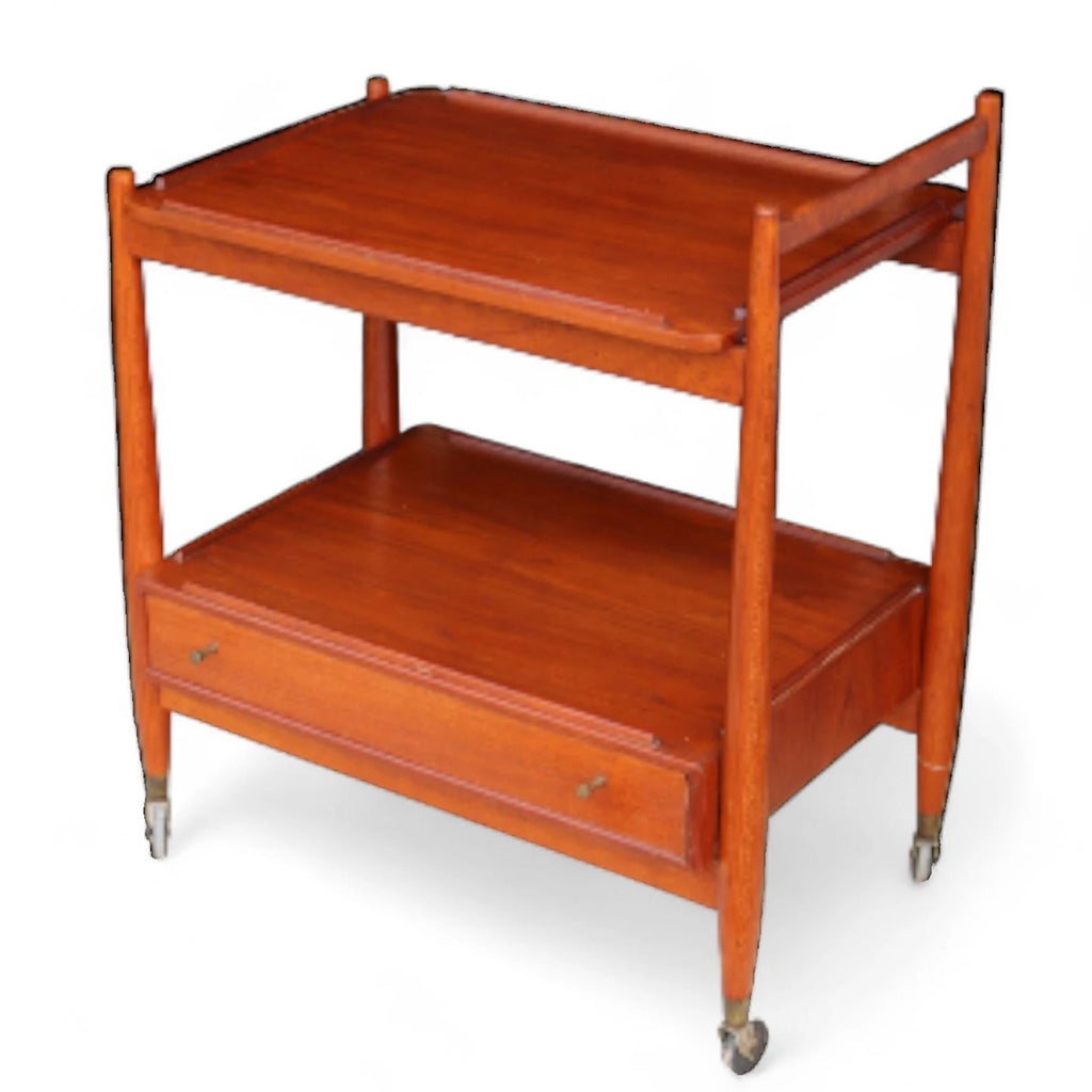 Mid Century White & Newton Teak 2 Tier Serving/Cocktail Trolley