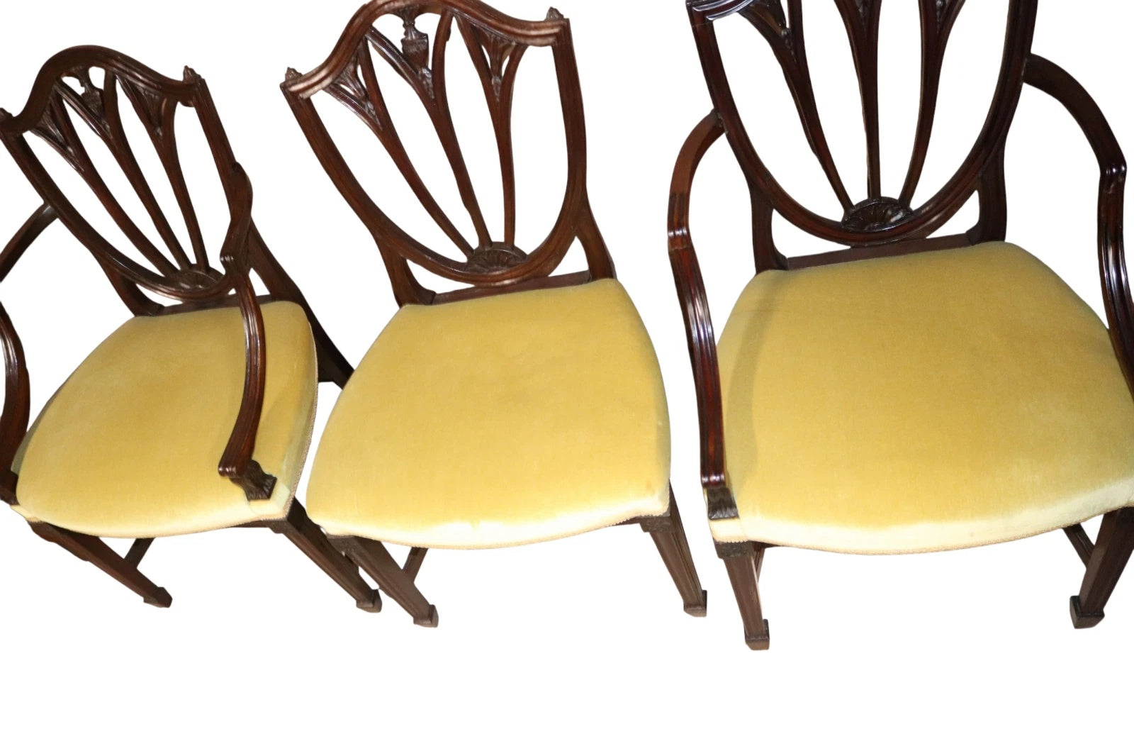 Set of 6 Antique Mahogany Sheraton Style Shield Back Dining Chairs