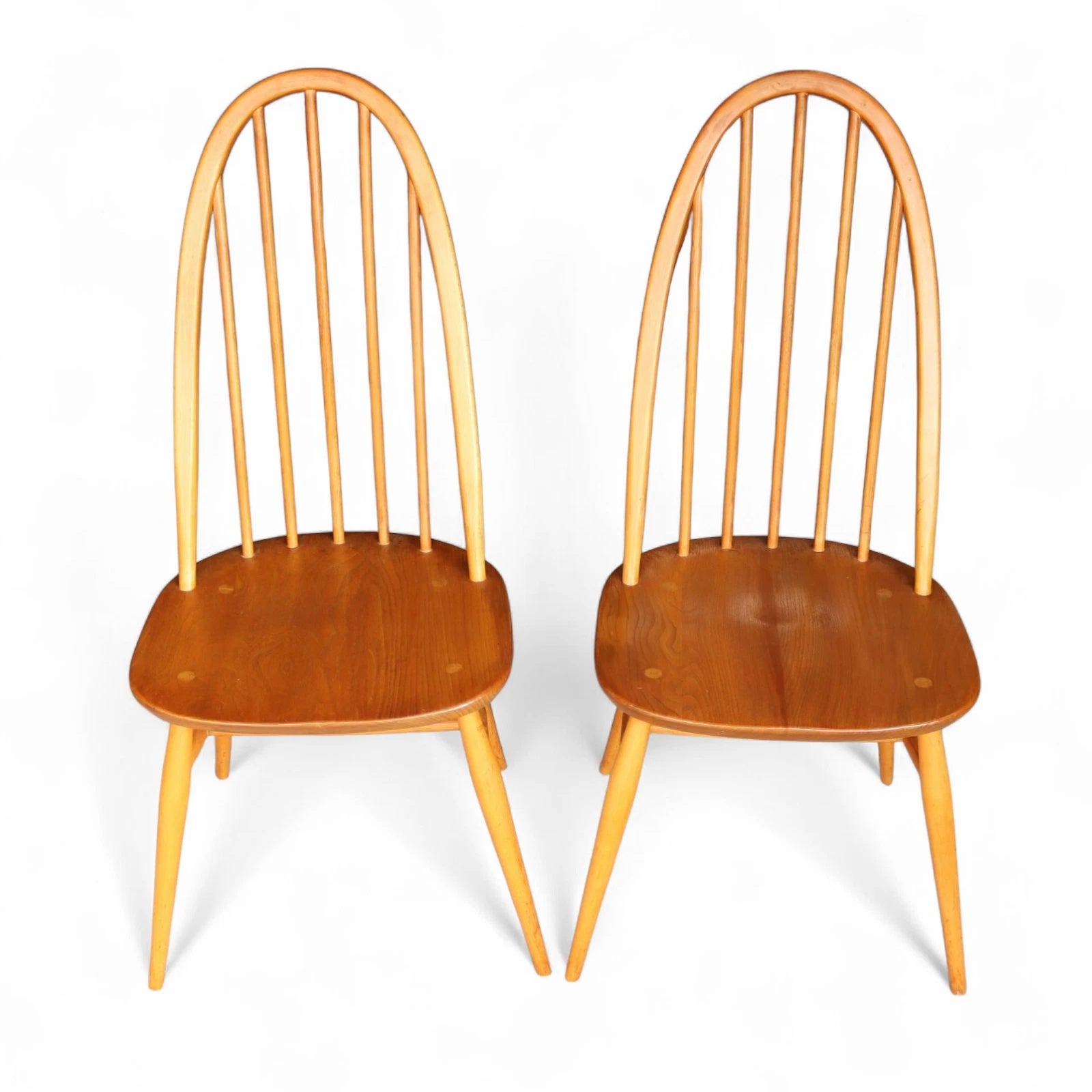 Vintage set of 4 Ercol Blonde Quaker Dining Chairs