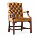 Vintage Tan Leather Gainsborough Georgian Style Chesterfield Chair / Armchair