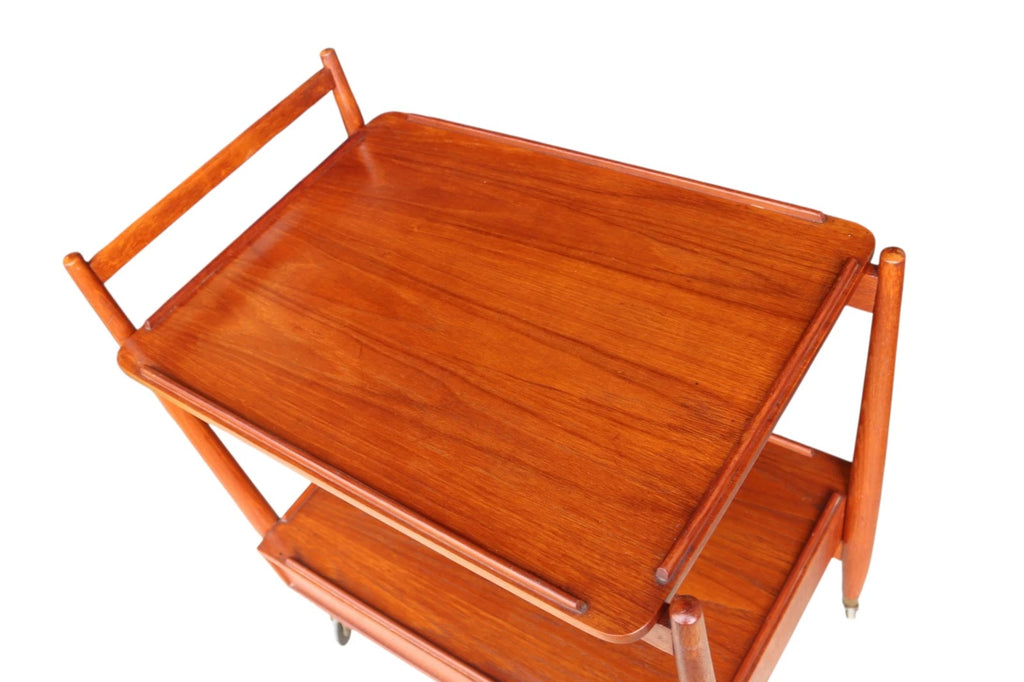 Mid Century White & Newton Teak 2 Tier Serving/Cocktail Trolley