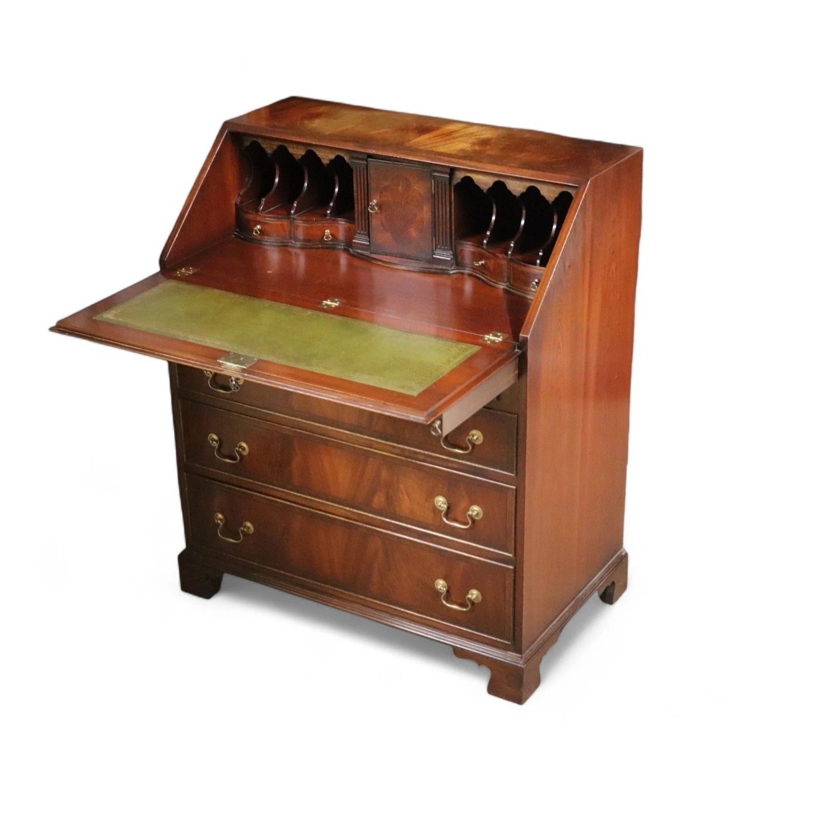 Vintage Bevan Funnell "Reprodux" George III Style Flame Mahogany Bureau