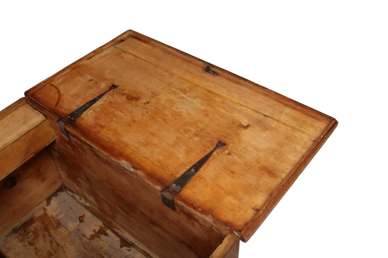 Antique Scumbled Pine Blanket Box - Early 20th Century Grain Painted Chest