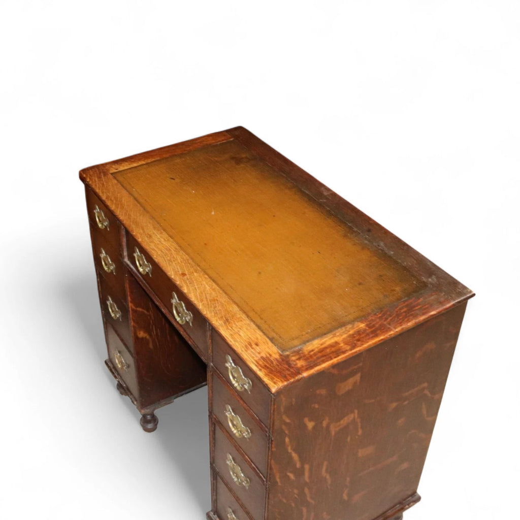 Antique George III Style Oak Small Knee Hole Writing Desk