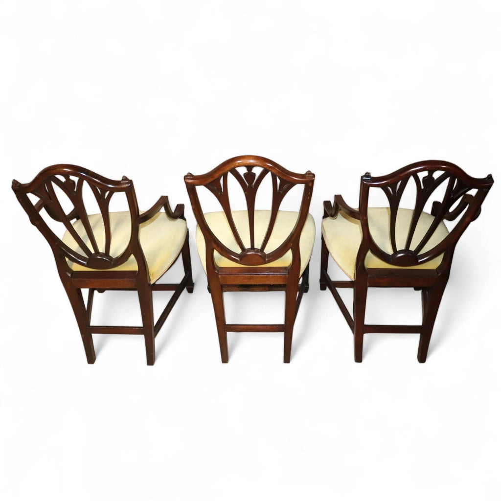 Set of 6 Antique Mahogany Sheraton Style Shield Back Dining Chairs