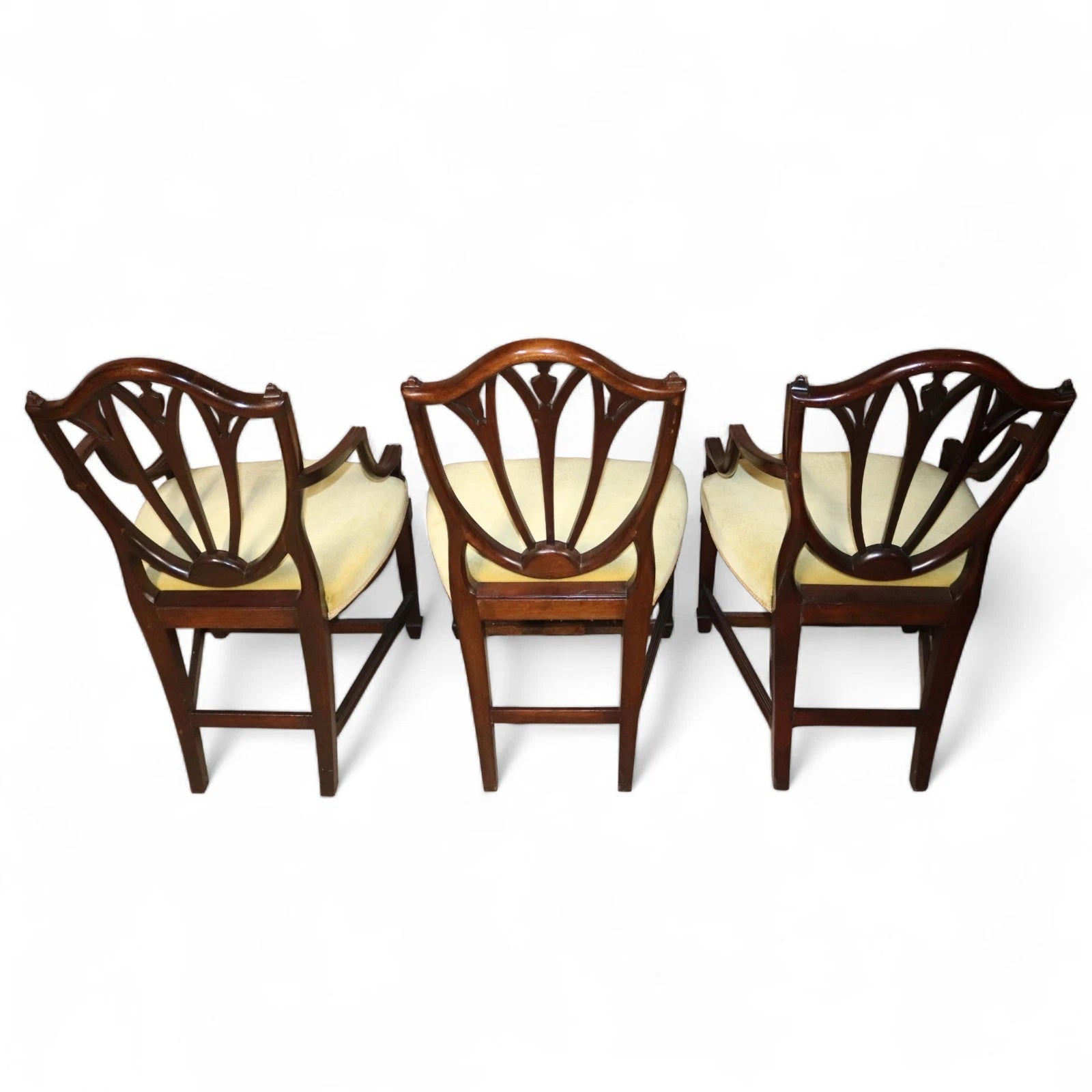Set of 6 Antique Mahogany Sheraton Style Shield Back Dining Chairs