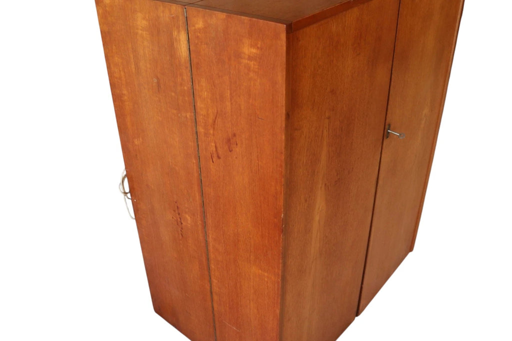 Mid Century Teak Newcraft Home Office Magic Box Style Foldaway Desk Cabinet
